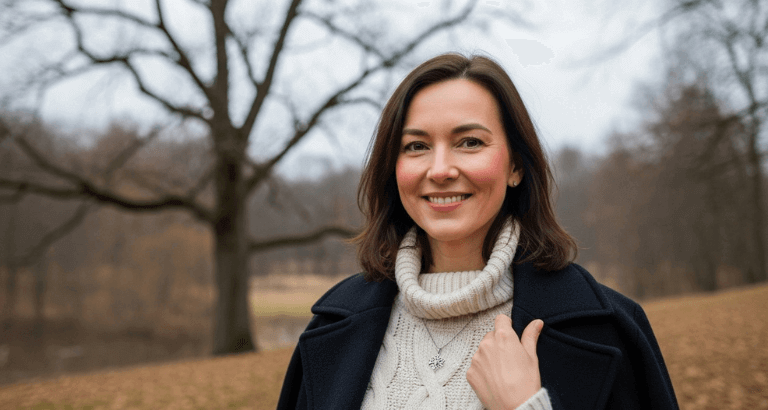 woman smiling out on a walk after anti wrinkle injections