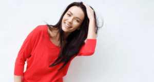 woman smiling after prp rejuvenation therapy at apsaras clinic